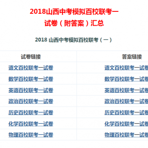 【初三百校聯考一】2018山西中考模擬百校聯考一試卷（附答案）匯總 ...