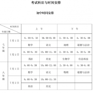 太原市2023-2024下學期初高中年級期末考試時間